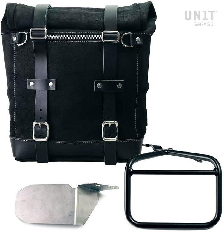 UNIT GARAGE ユニットガレージ Unit Garage Waxed suede side pannier Scram 22L-30L + Right subframe Ducati Scrambler, JetBlack | U202+1007DX-JetBlack サイドバッグ 車体用バッグ・ケース|ウェビック 店