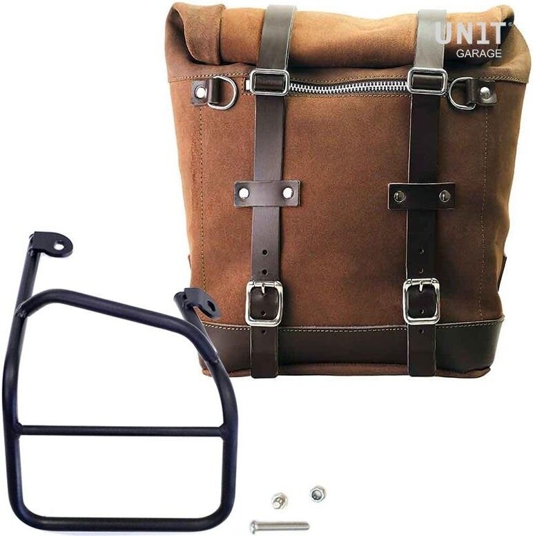 UNIT GARAGE ユニットガレージ Unit Garage Waxed suede side pannier Scram 22L-30L + Right Subframe Ducati Scrambler 1100， ColoradoBrown | U202+1010DX-ColoradoBrown サイドバッグ 車体用バッグ・ケース