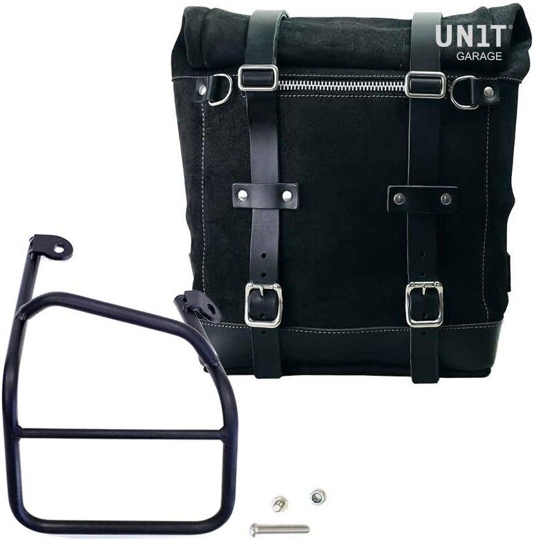 UNIT GARAGE ユニットガレージ Unit Garage Waxed suede side pannier Scram 22L-30L + Right Subframe Ducati Scrambler 1100， JetBlack | U202+1010DX-JetBlack サイドバッグ 車体用バッグ・ケース