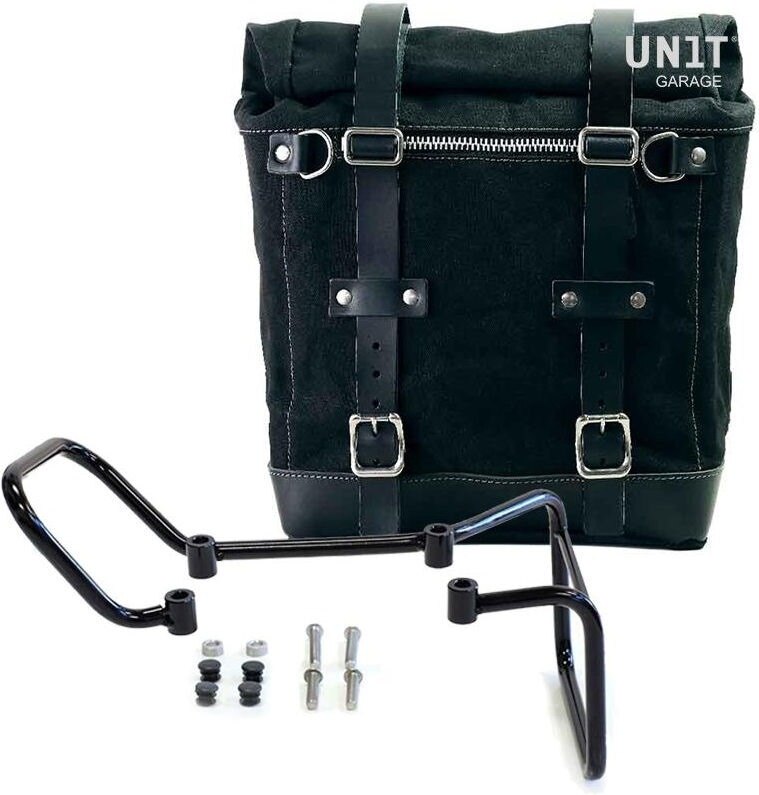 UNIT GARAGE ユニットガレージ Unit Garage Canvas Side Pannier Scram 22L-30L + Subframe husqvarna 401 (2017-2019)， Black/Black | U201+3000-Black-Black サイドバッグ 車体用バッグ・ケース