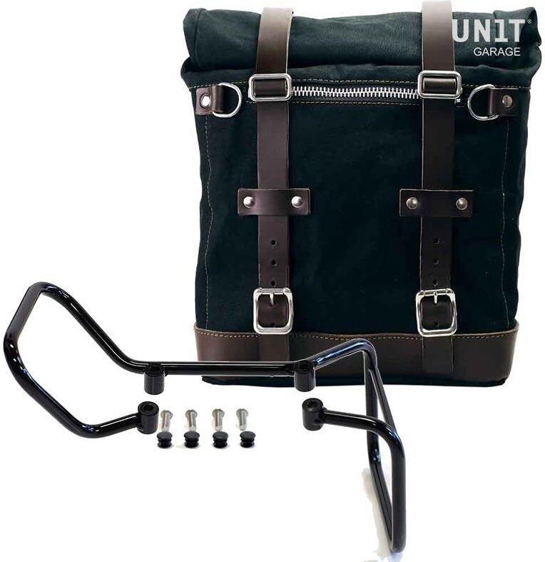 UNIT GARAGE ユニットガレージ Unit Garage Canvas Side Pannier Scram 22L-30L + Subframe husqvarna vitpilen 701, Black/Brown | U201+3001-Black-Brown サイドバッグ 車体用バッグ・ケース|ウェビック 店
