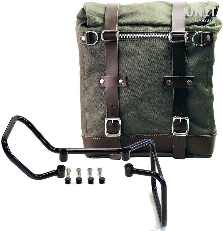 UNIT GARAGE ユニットガレージ Unit Garage Canvas Side Pannier Scram 22L-30L + Subframe husqvarna vitpilen 701， Green/Brown | U201+3001-Green-Brown サイドバッグ 車体用バッグ・ケース｜ウェビック　店