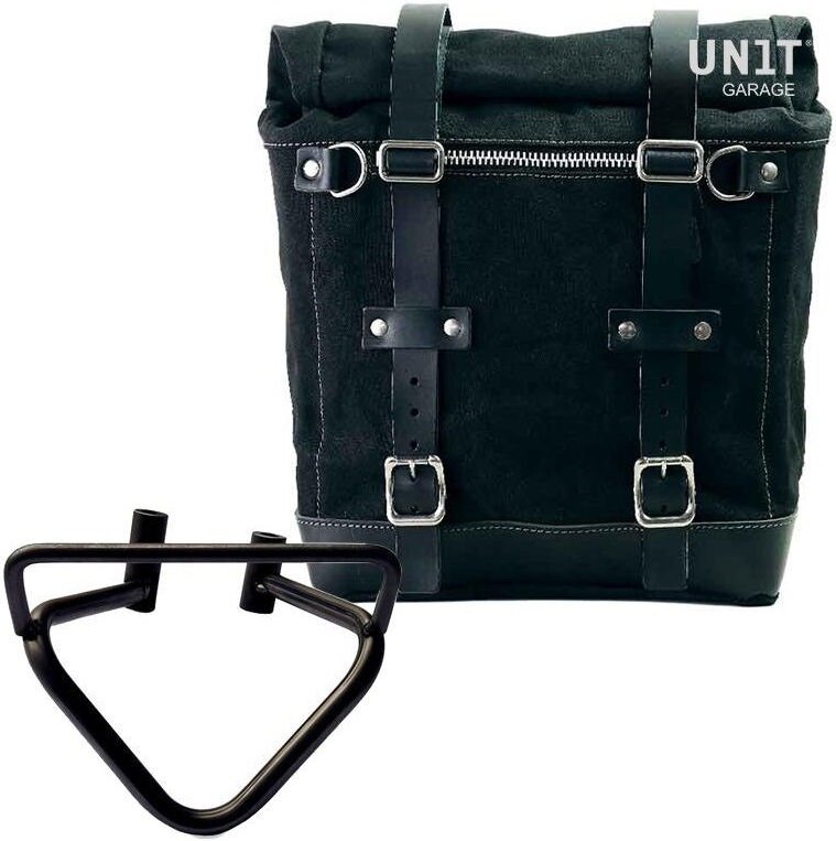 UNIT GARAGE ユニットガレージ Unit Garage Canvas Side Pannier Scram 22L-30L + Right Subframe husqvarna 200 (2020 until now)， Black/Black | U201+3003DX-Black-Black サイドバッグ 車体用バッグ・ケース｜ウェビック　店