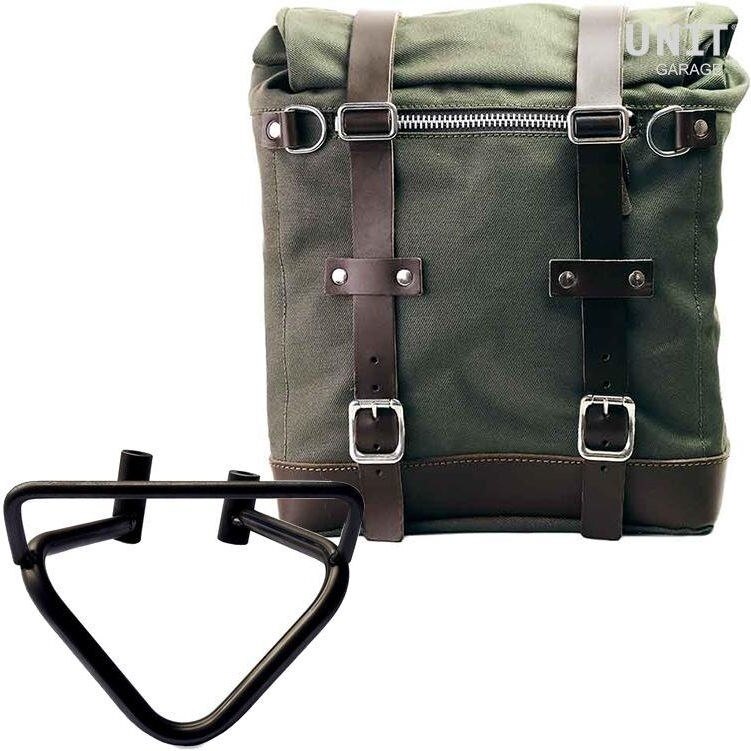 UNIT GARAGE ユニットガレージ Unit Garage Canvas Side Pannier Scram 22L-30L + Right Subframe husqvarna 200 (2020 until now), Green/Brown | U201+3003DX-Green-Brown サイドバッグ 車体用バッグ・ケース|ウェビック 店