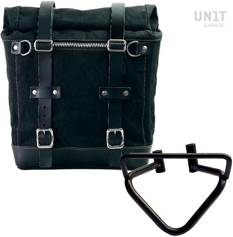 UNIT GARAGE ユニットガレージ Unit Garage Canvas Side Pannier Scram 22L-30L + Left Subframe husqvarna 401 (2020 until now), Black/Black | U201+3003SX-Black-Black サイドバッグ 車体用バッグ・ケース|ウェビック 店