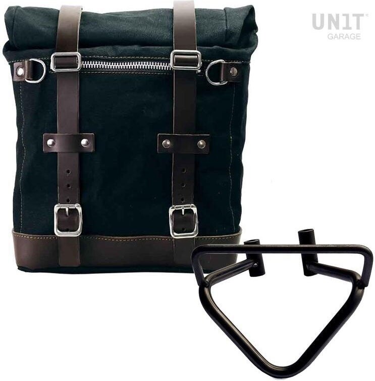 UNIT GARAGE ユニットガレージ Unit Garage Canvas Side Pannier Scram 22L-30L + Left Subframe husqvarna 401 (2020 until now)， Black/Brown | U201+3003SX-Black-Brown サイドバッグ 車体用バッグ・ケース