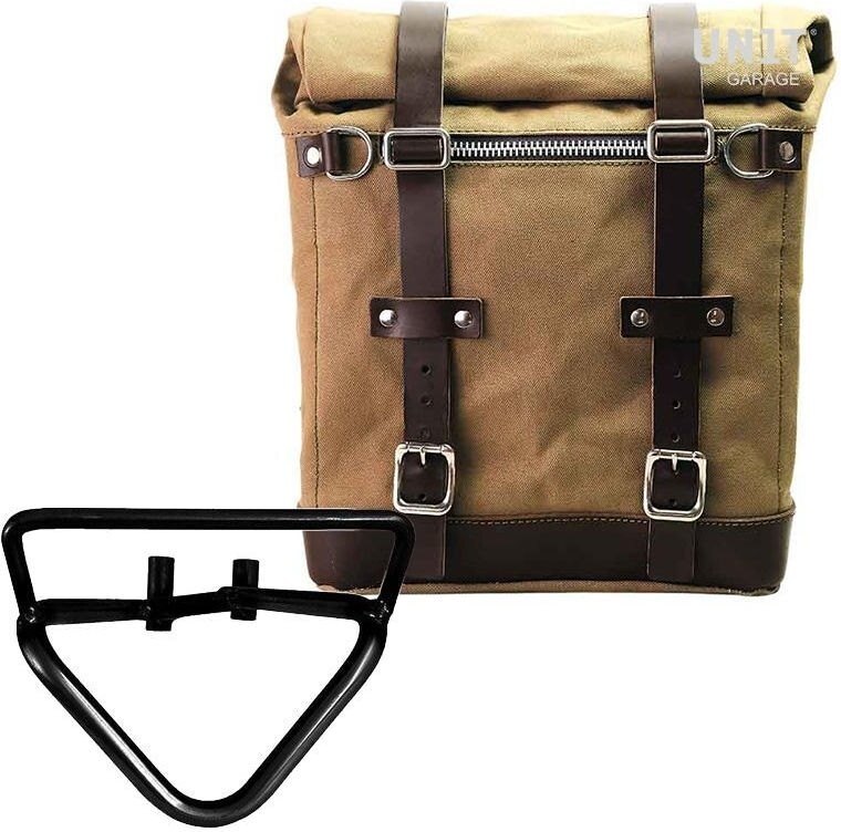 UNIT GARAGE ユニットガレージ Unit Garage Canvas Side Pannier Scram 22L-30L + Right Subframe husqvarna 401 (2020 until now)， Beige/Brown | U201+3004DX-Beige-Brown サイドバッグ 車体用バッグ・ケース｜ウェビック　店