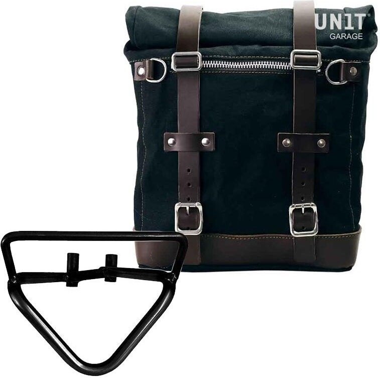 UNIT GARAGE ユニットガレージ Unit Garage Canvas Side Pannier Scram 22L-30L + Right Subframe husqvarna 401 (2020 until now)， Black/Brown | U201+3004DX-Black-Brown サイドバッグ 車体用バッグ・ケース