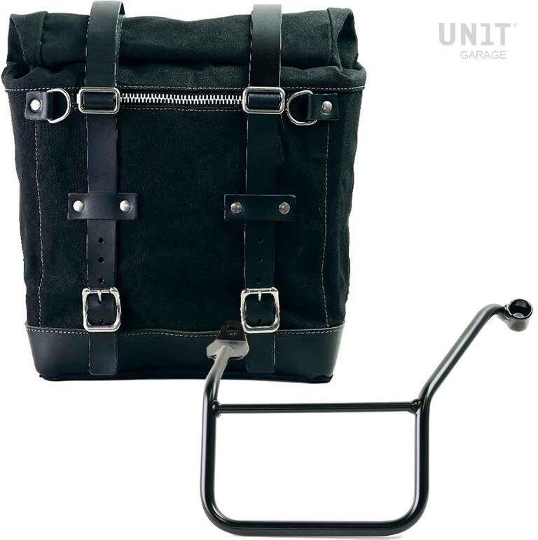 UNIT GARAGE ユニットガレージ Unit Garage Canvas Side Pannier Scram 22L-30L + Left Subframe Yamaha， Black/Black | U201+3208SX-Black-Black サイドバッグ 車体用バッグ・ケース