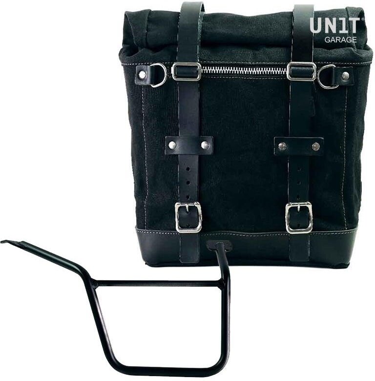 UNIT GARAGE ユニットガレージ Unit Garage Canvas Side Pannier Scram 22L-30L + Right Subframe Pan America 1250， Black/Black | U201+3304DX-Black-Black サイドバッグ 車体用バッグ・ケース