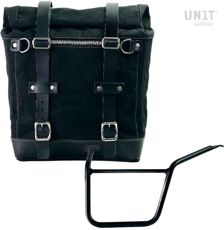 UNIT GARAGE ユニットガレージ Unit Garage Canvas Side Pannier Scram 22L-30L + Left Subframe Pan America 1250， Black/Black | U201+3304SX-Black-Black サイドバッグ 車体用バッグ・ケース