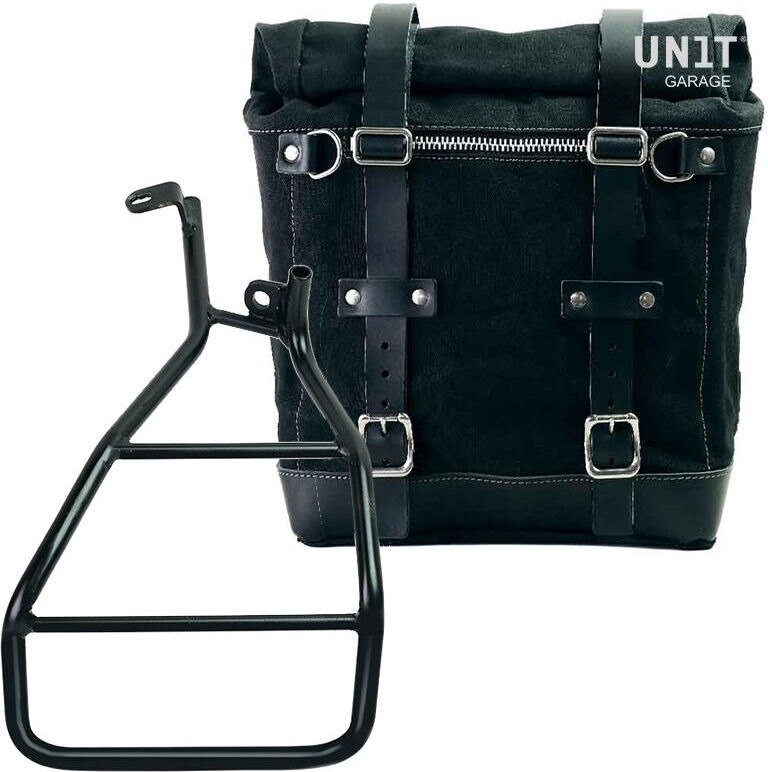 UNIT GARAGE ユニットガレージ Unit Garage Canvas Side Pannier Scram 22L-30L + Right Subframe Sportster S 1250， Black/Black | U201+3320DX-Black-Black サイドバッグ 車体用バッグ・ケース｜ウェビック　店