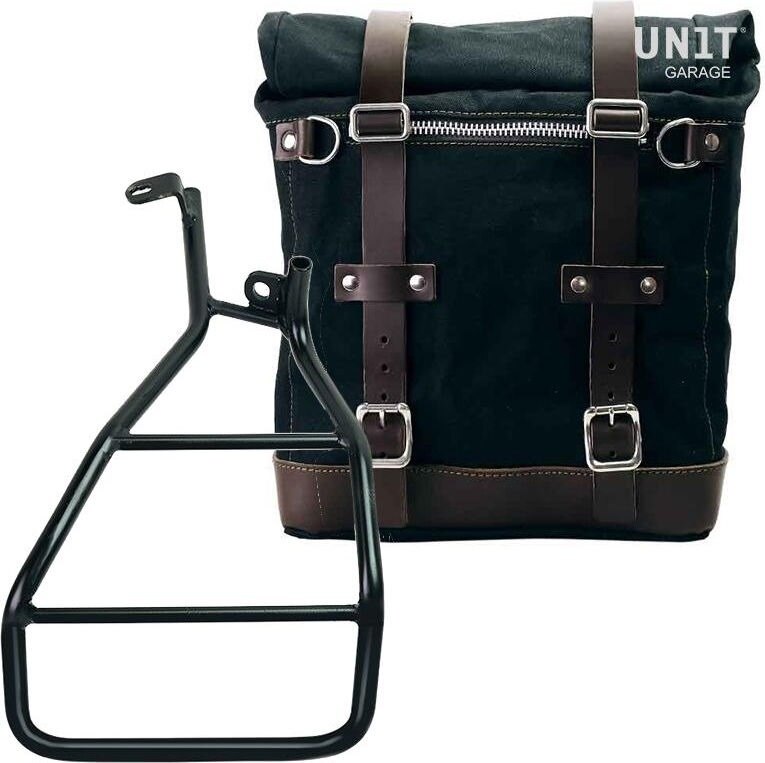 UNIT GARAGE ユニットガレージ Unit Garage Canvas Side Pannier Scram 22L-30L + Right Subframe Sportster S 1250， Black/Brown | U201+3320DX-Black-Brown サイドバッグ 車体用バッグ・ケース