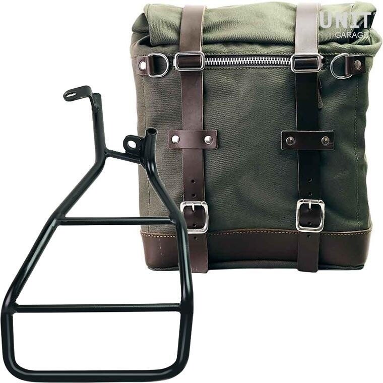 UNIT GARAGE ユニットガレージ Unit Garage Canvas Side Pannier Scram 22L-30L + Right Subframe Sportster S 1250， Green/Brown | U201+3320DX-Green-Brown サイドバッグ 車体用バッグ・ケース｜ウェビック　店