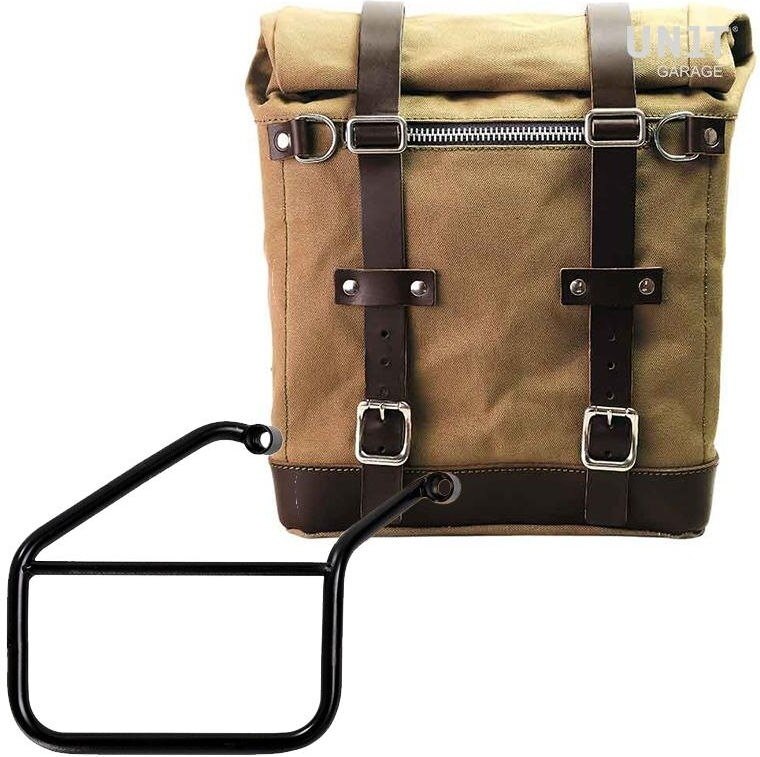 UNIT GARAGE ユニットガレージ Unit Garage Canvas Side Pannier Scram 22L-30L + Right Subframe Triumph Trident 660， Beige/Brown | U201+3500DX-Beige-Brown サイドバッグ 車体用バッグ・ケース