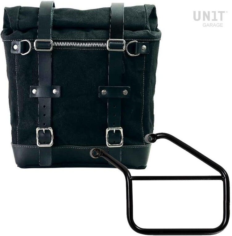 UNIT GARAGE ユニットガレージ Unit Garage Canvas Side Pannier Scram 22L-30L + Left Subframe Triumph Trident 660， Black/Black | U201+3500SX-Black-Black サイドバッグ 車体用バッグ・ケース