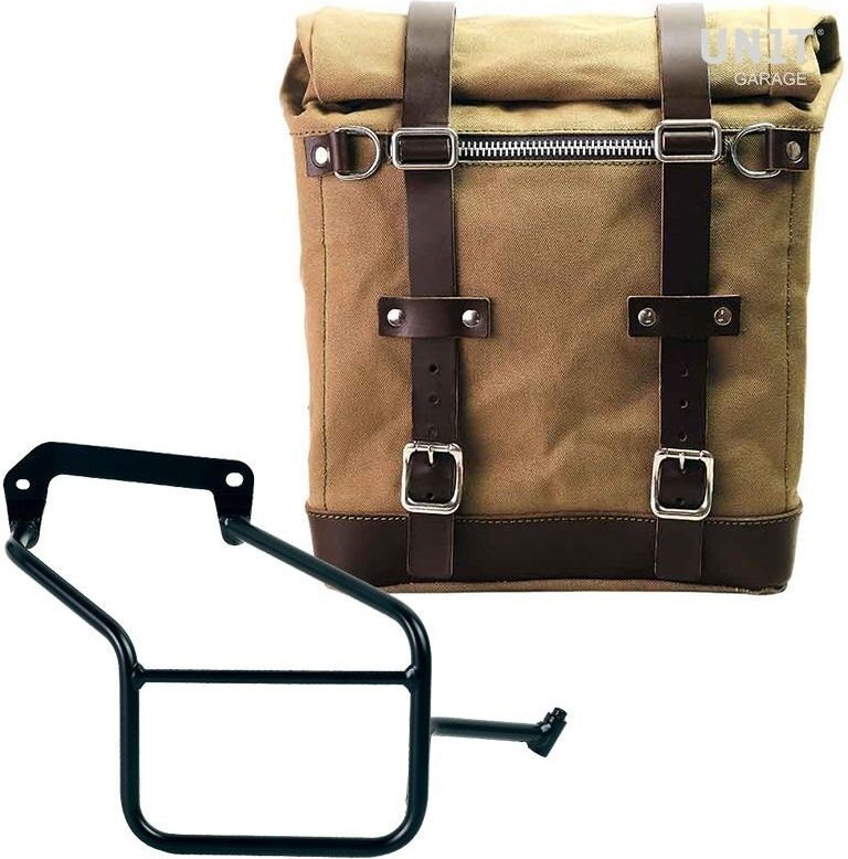 UNIT GARAGE ユニットガレージ Unit Garage Canvas Side Pannier Scram 22L-30L + Right Subframe Aprilia Tuareg 660, Beige/Brown | U201+3600DX-Beige-Brown サイドバッグ 車体用バッグ・ケース|ウェビック 店
