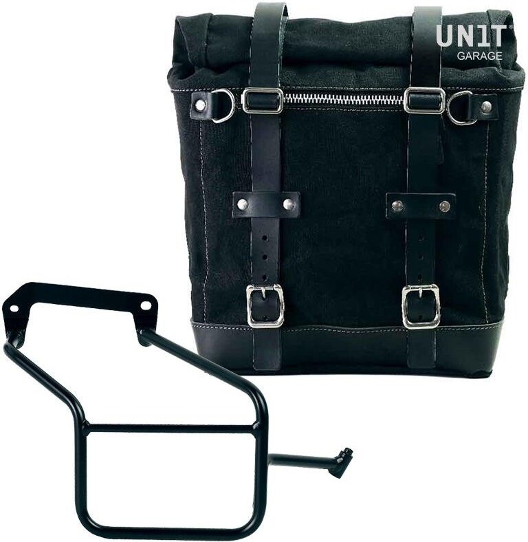 UNIT GARAGE ユニットガレージ Unit Garage Canvas Side Pannier Scram 22L-30L + Right Subframe Aprilia Tuareg 660， Black/Black | U201+3600DX-Black-Black サイドバッグ 車体用バッグ・ケース