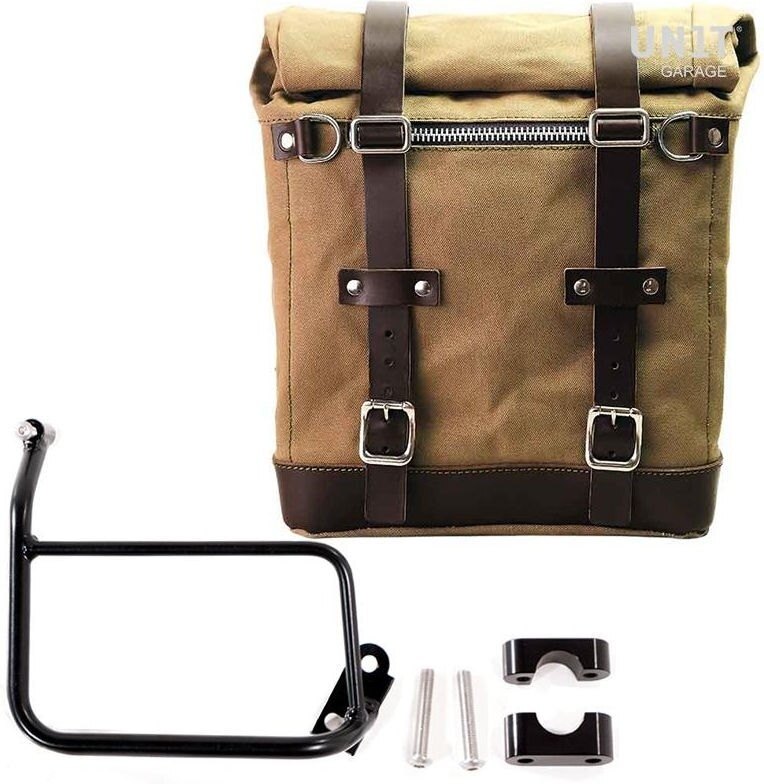UNIT GARAGE ユニットガレージ Unit Garage Canvas Side Pannier Scram 22L-30L + Subframe R 1200 GS， Beige/Brown | U201+1229-Beige-Brown サイドバッグ 車体用バッグ・ケース