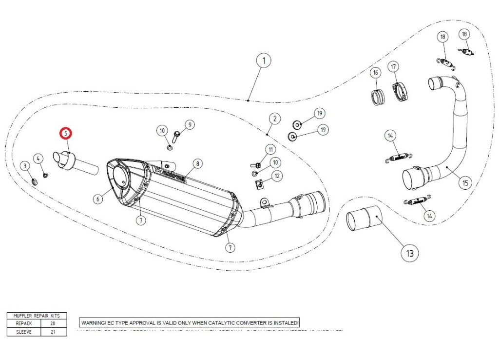 AKRAPOVIC アクラポビッチ 【リペアパーツ】V-TUV147 insert SS MT-125 YZF-R125 YAMAHA ヤマハ バッフル・インナーサイレンサー マフラー