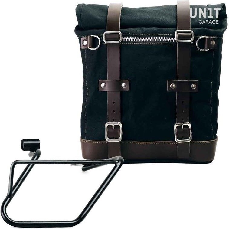 UNIT GARAGE ユニットガレージ Unit Garage Canvas Side Pannier Scram 22L-30L + Right Subframe BMW CE 04， Black/Brown | U201+3700DX-Black-Brown サイドバッグ 車体用バッグ・ケース｜ウェビック　店