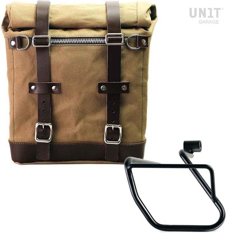 UNIT GARAGE ユニットガレージ Unit Garage Canvas Side Pannier Scram 22L-30L + Left Subframe BMW CE 04， Beige/Brown | U201+3700SX-Beige-Brown サイドバッグ 車体用バッグ・ケース