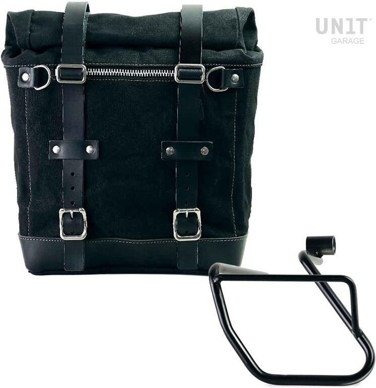 UNIT GARAGE ユニットガレージ Unit Garage Canvas Side Pannier Scram 22L-30L + Left Subframe BMW CE 04, Black/Black | U201+3700SX-Black-Black サイドバッグ 車体用バッグ・ケース