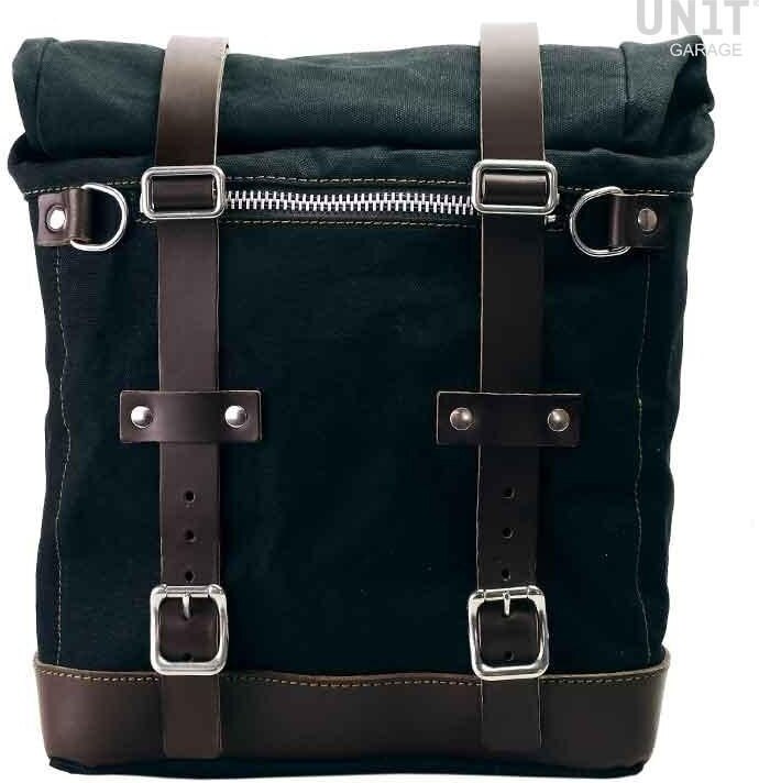 UNIT GARAGE ユニットガレージ Unit Garage Canvas Side Pannier Scram 22L-30L， Black/Brown | U201-Black-Brown サイドバッグ 車体用バッグ・ケース