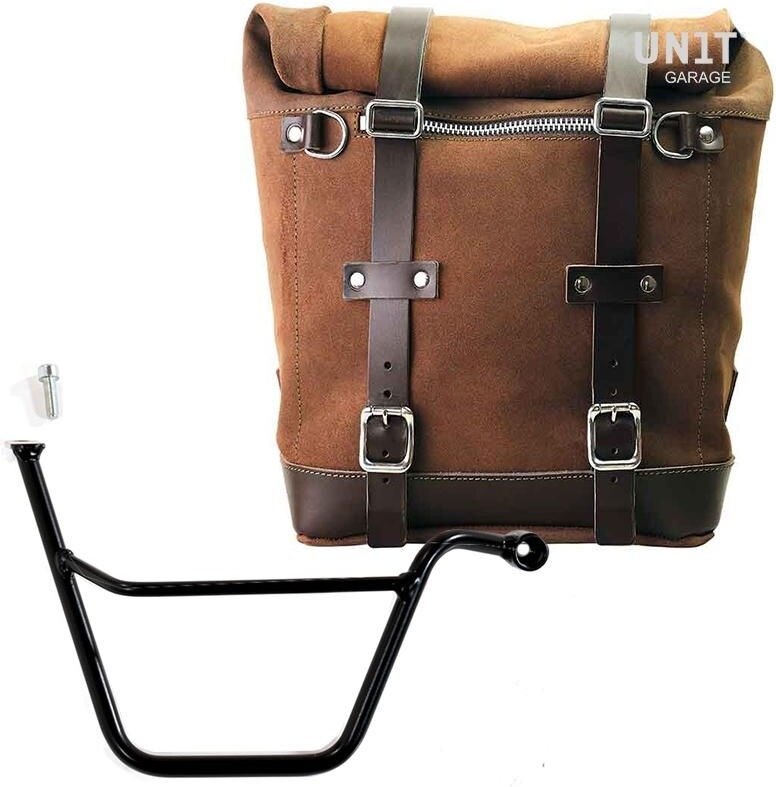 UNIT GARAGE ユニットガレージ Unit Garage Waxed suede side pannier Scram 22L-30L + Right Subframe Triumph T100 Bonneville (2001-2016), ColoradoBrown | U202+1005DX-ColoradoBrown サイドバッグ 車体用バッグ・ケース|ウェビック 店