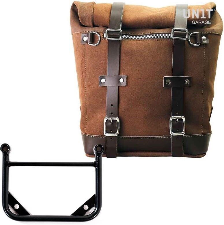 UNIT GARAGE ユニットガレージ Unit Garage Waxed suede side pannier Scram 22L-30L + Universal frame, ColoradoBrown | U202+1006-ColoradoBrown サイドバッグ 車体用バッグ・ケース|ウェビック 店