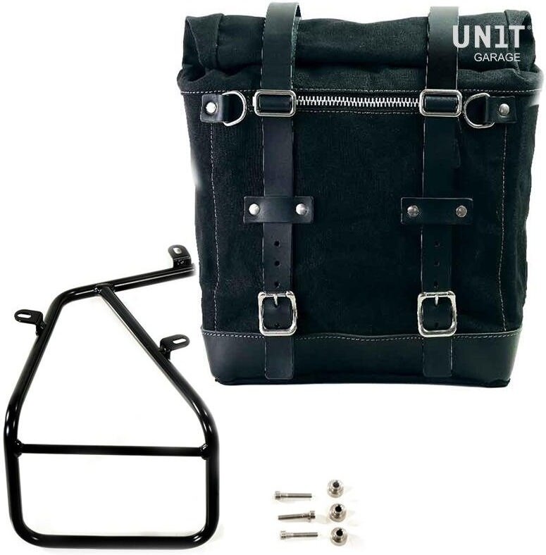 UNIT GARAGE ユニットガレージ Unit Garage Canvas Side Pannier Scram 22L-30L + Subframe NineT Series， Black/Black | U201+1620-Black-Black サイドバッグ 車体用バッグ・ケース｜ウェビック　店