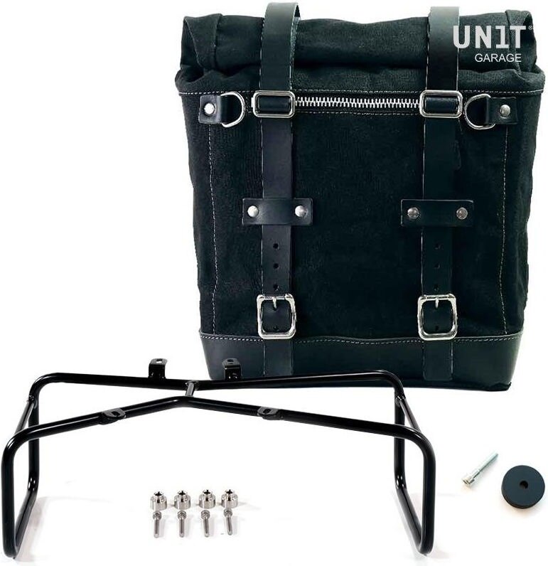 UNIT GARAGE ユニットガレージ Unit Garage Canvas Side Pannier Scram 22L-30L + Double Subframe NineT， Black/Black | U201+1626+A2-Black-Black サイドバッグ 車体用バッグ・ケース｜ウェビック　店