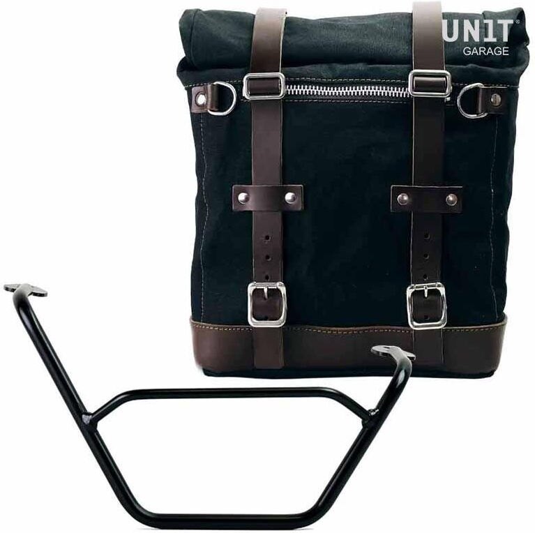 UNIT GARAGE ユニットガレージ Unit Garage Canvas Side Pannier Scram 22L-30L + Right subframe R1200 GS LC， Black/Brown | U201+1901DX-Black-Brown サイドバッグ 車体用バッグ・ケース