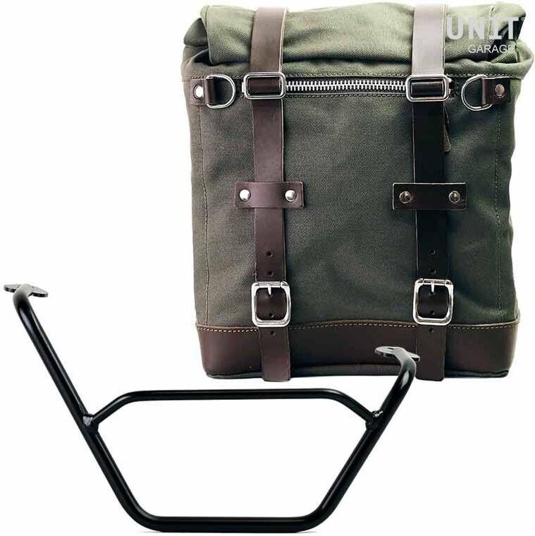 UNIT GARAGE ユニットガレージ Unit Garage Canvas Side Pannier Scram 22L-30L + Right subframe R1200 GS LC， Green/Brown | U201+1901DX-Green-Brown サイドバッグ 車体用バッグ・ケース｜ウェビック　店