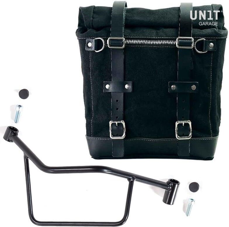 UNIT GARAGE ユニットガレージ Unit Garage Canvas Side Pannier Scram 22L-30L + Right Subframe R 1200 LC， Black/Black | U201+2101DX-Black-Black サイドバッグ 車体用バッグ・ケース