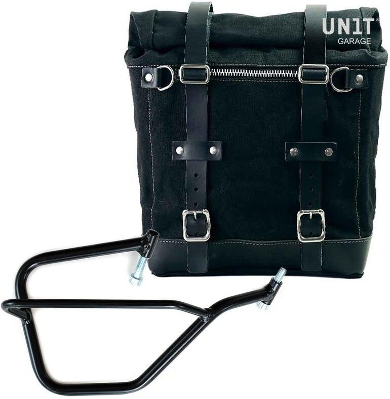 UNIT GARAGE ユニットガレージ Unit Garage Canvas Side Pannier Scram 22L-30L + Right Subframe Yamaha， Black/Black | U201+2504DX-Black-Black サイドバッグ 車体用バッグ・ケース