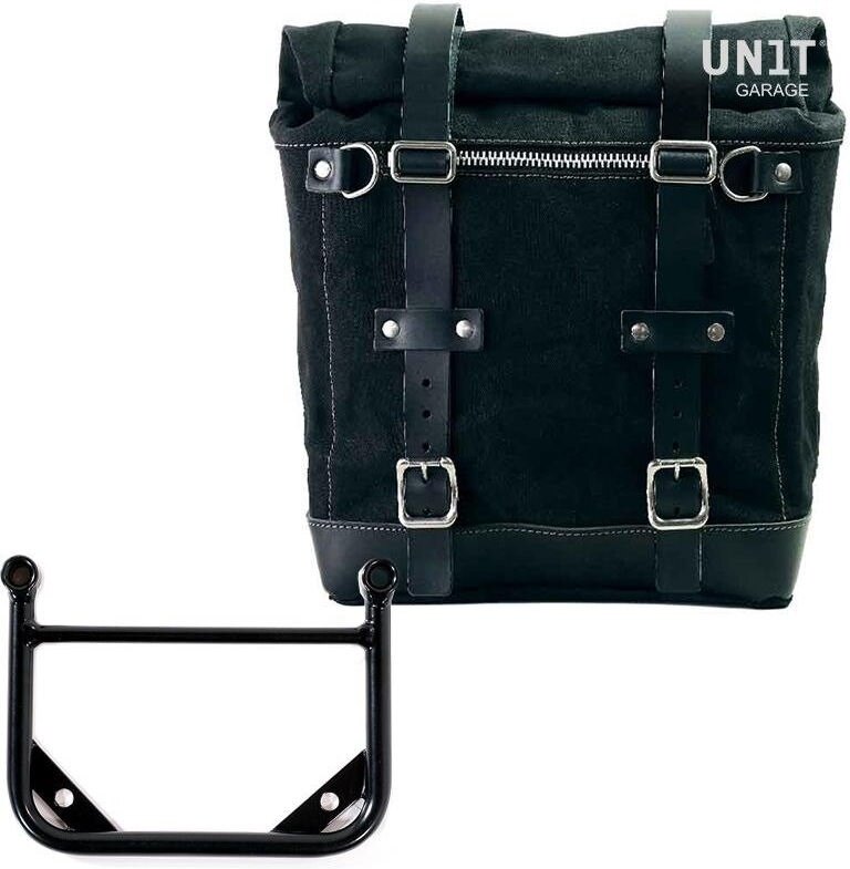 UNIT GARAGE ユニットガレージ Unit Garage Canvas Side Pannier Scram 22L-30L + Universal frame, Black/Black | U201+1006-Black-Black サイドバッグ 車体用バッグ・ケース|ウェビック 店