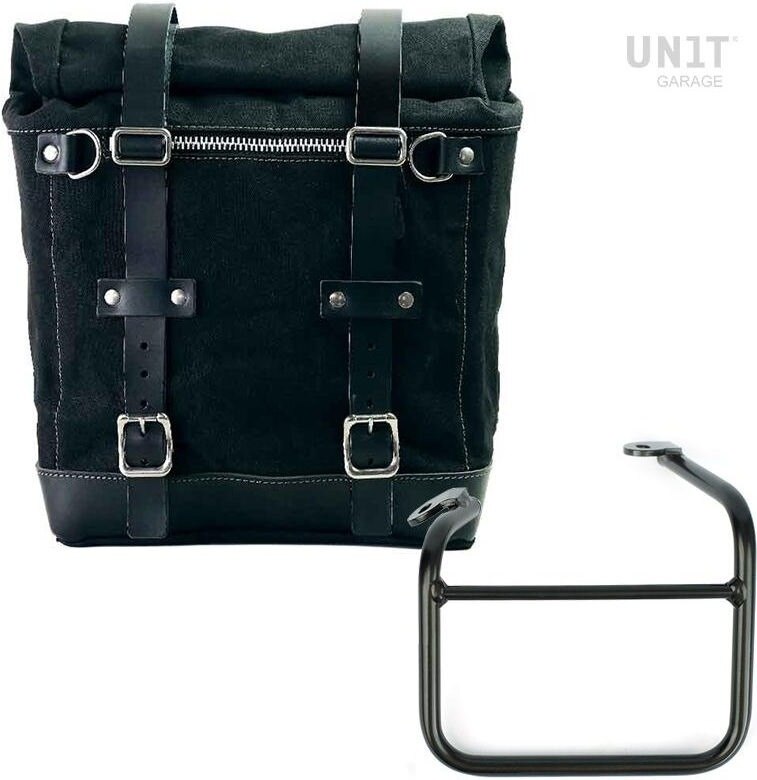 UNIT GARAGE ユニットガレージ Unit Garage Canvas Side Pannier Scram 22L-30L +Left frame for Ducati Scrambler 1100 with double exhaust on the right, Black/Black | U201+1009SX-Black-Black サイドバッグ 車体用バッグ・ケース|ウェビック 店