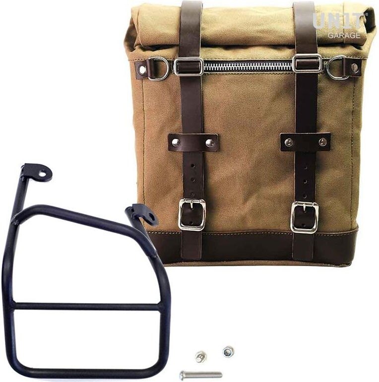 UNIT GARAGE ユニットガレージ Unit Garage Canvas Side Pannier Scram 22L-30L + right subframe Ducati Scrambler 1100， Beige/Brown | U201+1010DX-Beige-Brown サイドバッグ 車体用バッグ・ケース｜ウェビック　店