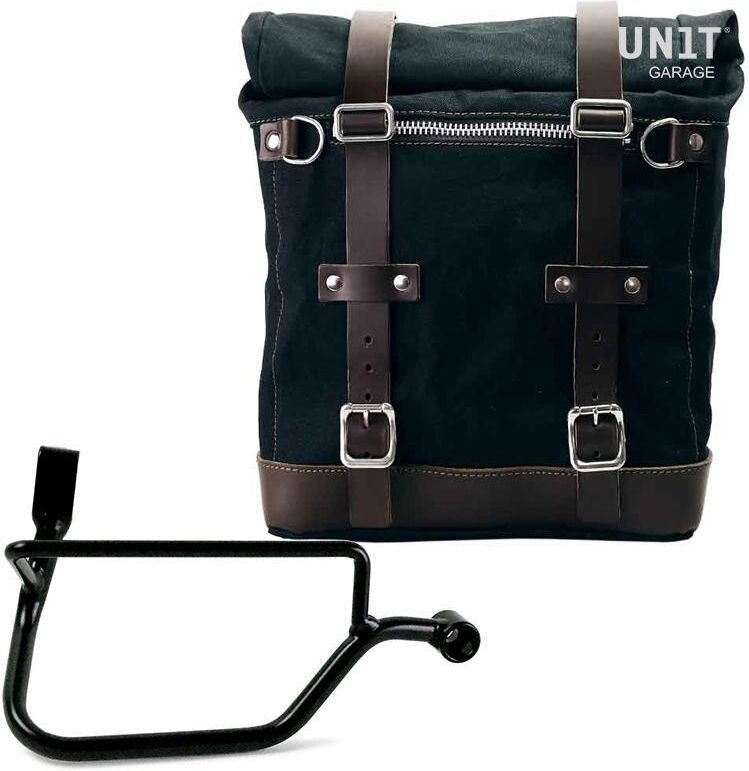UNIT GARAGE ユニットガレージ Unit Garage Canvas Side Pannier Scram 22L-30L + Right Subframe Triumph Street Twin 900 (2016 until now)， Black/Brown | U201+1017DX-Black-Brown サイドバッグ 車体用バッグ・ケース