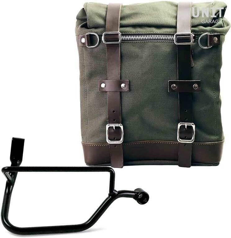 UNIT GARAGE ユニットガレージ Unit Garage Canvas Side Pannier Scram 22L-30L + Right Subframe Triumph Street Twin 900 (2016 until now), Green/Brown | U201+1017DX-Green-Brown サイドバッグ 車体用バッグ・ケース