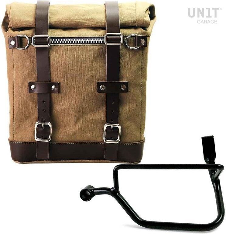 UNIT GARAGE ユニットガレージ Unit Garage Canvas Side Pannier Scram 22L-30L + Left Subframe Triumph Street Twin 900 (2016 until now), Beige/Brown | U201+1017SX-Beige-Brown サイドバッグ 車体用バッグ・ケース