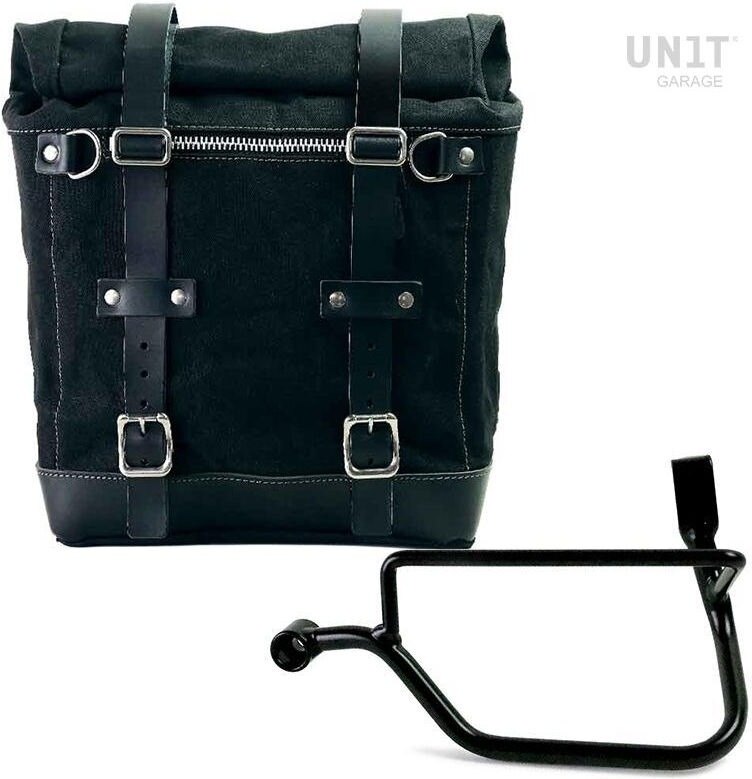 UNIT GARAGE ユニットガレージ Unit Garage Canvas Side Pannier Scram 22L-30L + Left Subframe Triumph Street Twin 900 (2016 until now)， Black/Black | U201+1017SX-Black-Black サイドバッグ 車体用バッグ・ケース