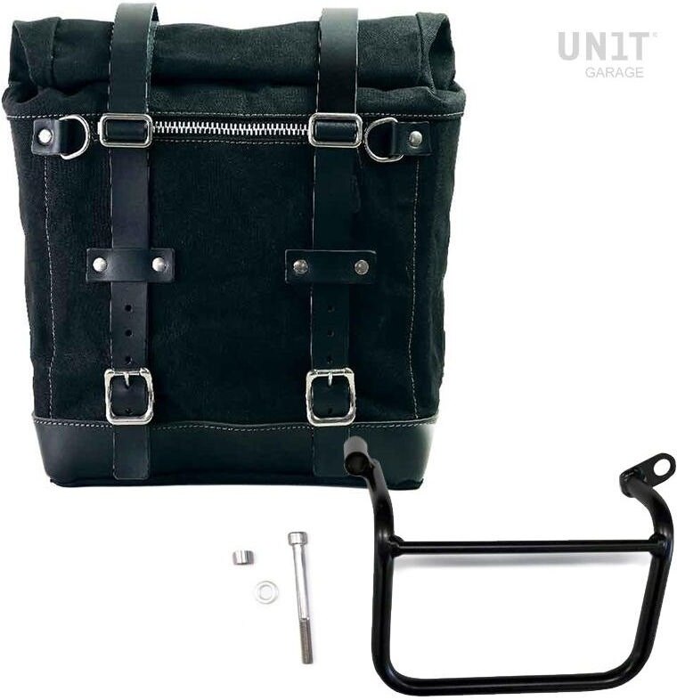 UNIT GARAGE ユニットガレージ Unit Garage Canvas Side Pannier Scram 22L-30L + Left Subframe Triumph Scrambler 1200 XC_XE (2019 until now)， Black/Black | U201+1019SX-Black-Black サイドバッグ 車体用バッグ・ケース｜ウェビック　店 62,240円