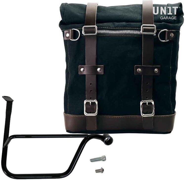UNIT GARAGE ユニットガレージ Unit Garage Canvas Side Pannier Scram 22L-30L + Right Subframe Triumph Thruxton & R 1200 (2016 until now), Black/Brown | U201+1020DX-Black-Brown サイドバッグ 車体用バッグ・ケース|ウェビック 店