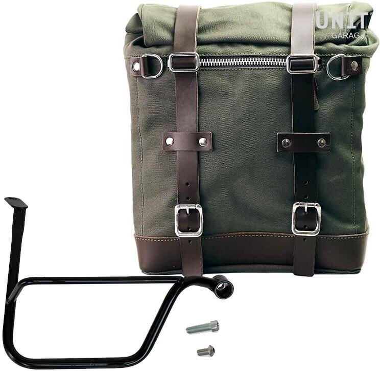UNIT GARAGE ユニットガレージ Unit Garage Canvas Side Pannier Scram 22L-30L + Right Subframe Triumph Thruxton & R 1200 (2016 until now)， Green/Brown | U201+1020DX-Green-Brown サイドバッグ 車体用バッグ・ケース 74,988円
