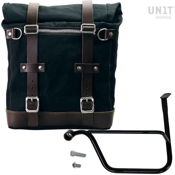 UNIT GARAGE ユニットガレージ Unit Garage Canvas Side Pannier Scram 22L-30L + Left Subframe Triumph Thruxton & R 1200 (2016 until now)， Black/Black | U201+1020SX-Black-Black サイドバッグ 車体用バッグ・ケース