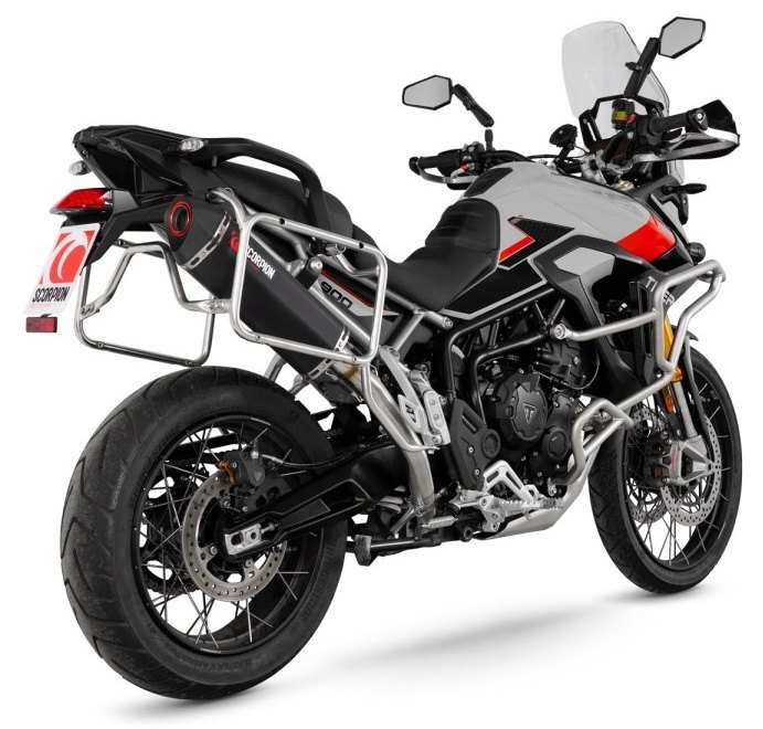 SCORPION スコーピオン セルケトパラレル スリップオンマフラー Tiger 900 TRIUMPH トライアンフ マフラー タイプ：ブラックセラミックコーティングスリーブ／パニアケース対応／重量：3.65kg