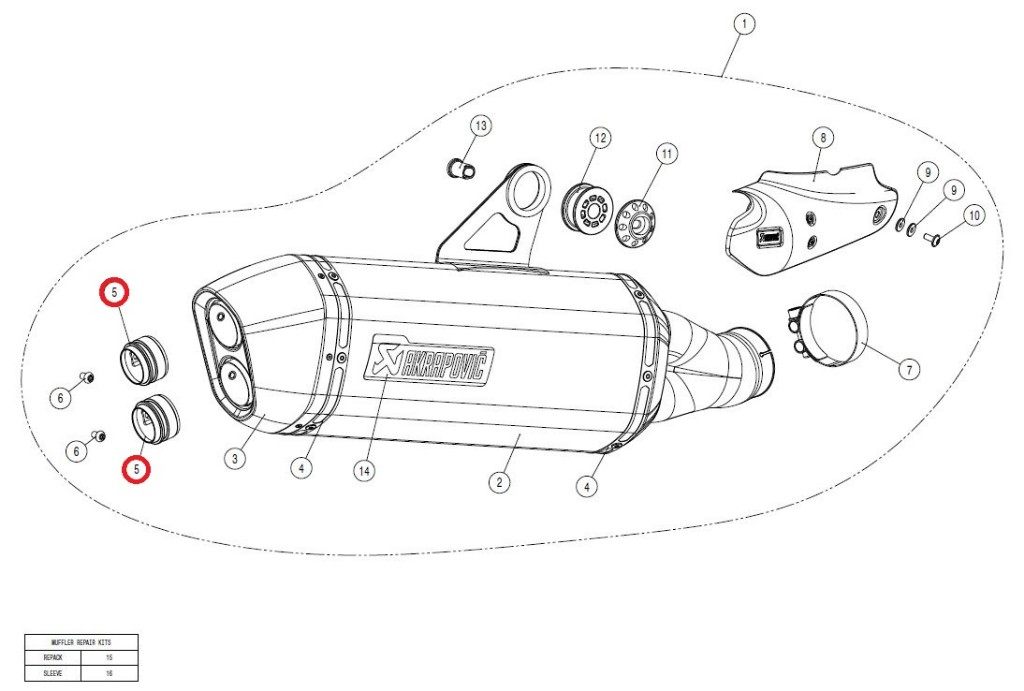 AKRAPOVIC アクラポビッチ 【リペアパーツ】V-TUV127/1 noise reduction insert SS R1200GS ADVENTURE BMW バッフル・インナーサイレンサー マフラー