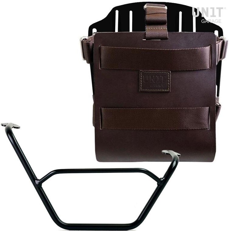 UNIT GARAGE ユニットガレージ Unit Garage Carrying system in aluminum with adjustable leather front, Quick Release System and right frame, Brown/Black | U085+U000+1901DX-Brown-Black バッグ・ボックス取り付けステー 車体用バッグ・ケース